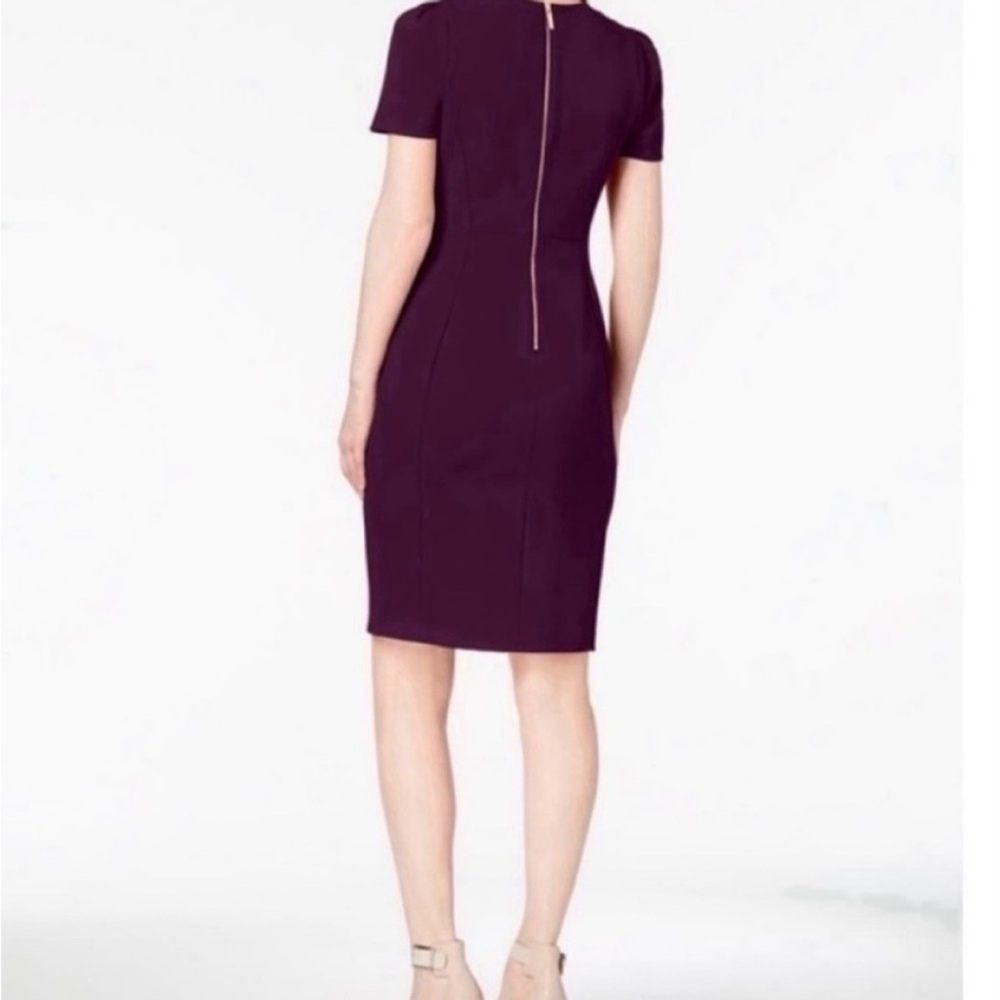 🩷 NWT! Pink CALVIN KLEIN Puff Sleeve Sheath Dress - Size 10 - Picture 4 of 9